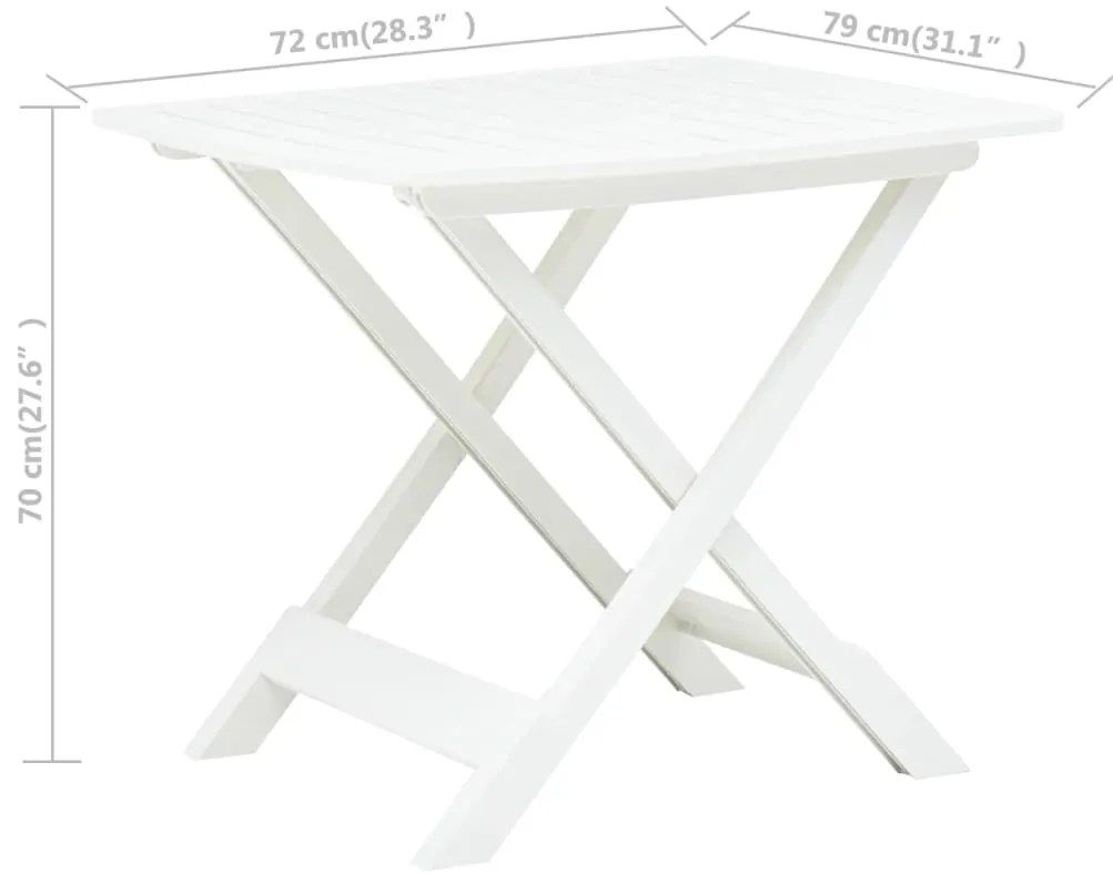 vidaXL Τραπέζι Κήπου Πτυσσόμενο Λευκό 79 x 72 x 70 εκ. Πλαστικό