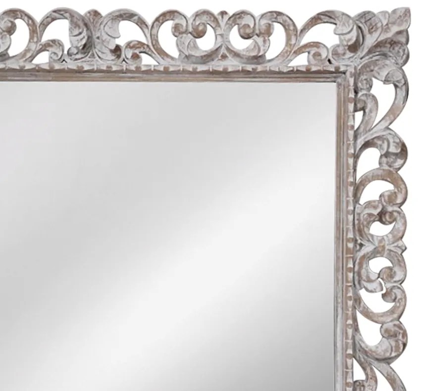 Artekko Mirroki Ξύλινος Λευκός Πατίνα Σκαλιστός Καθρέπτης Τοίχου (120x90)cm - 667-4018 - 667-4018