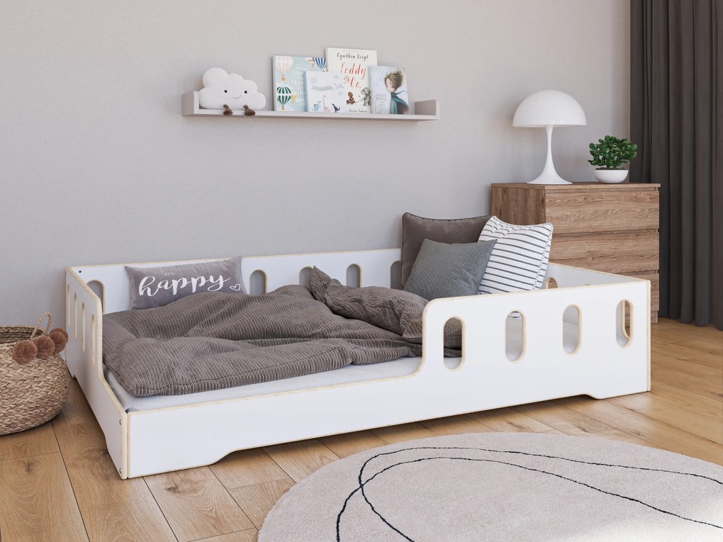 Κρεβάτι  Montessori Luna με κάγκελα White + Natural  140x200cm  BC50049WN  BabyCute