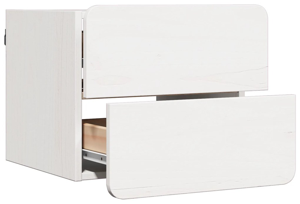 vidaXL Κομοδίνο με συρτάρι Λευκό 39 x 34 x 33 εκ. Μασίφ ξύλο πεύκου