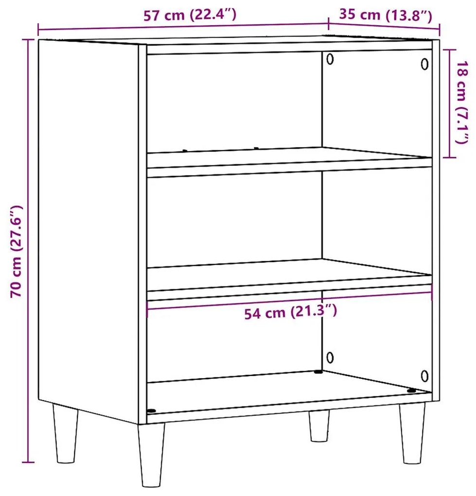 Μπουφές Αρτισιανή Δρυς 57x35x75 εκ. από Επεξεργασμένο Ξύλο - Καφέ