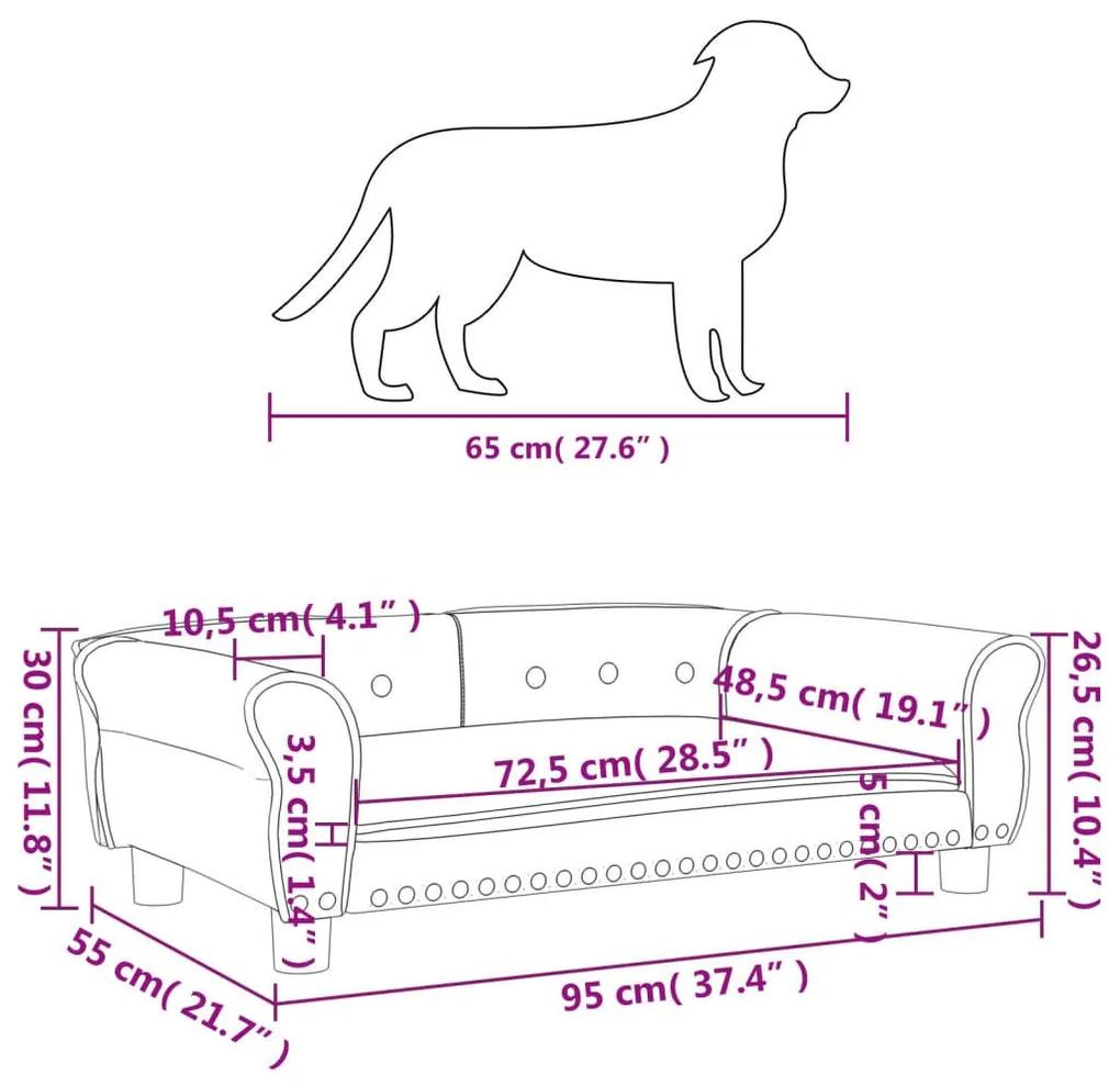 Κρεβάτι Σκύλου Ανοιχτό Γκρι 95 x 55 x 30 εκ. Βελούδινο - Γκρι