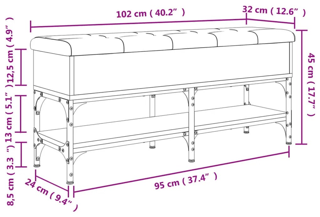 Παπουτσοθήκη Sonoma Δρυς 102x32x45 εκ. από Επεξεργασμένο Ξύλο - Καφέ