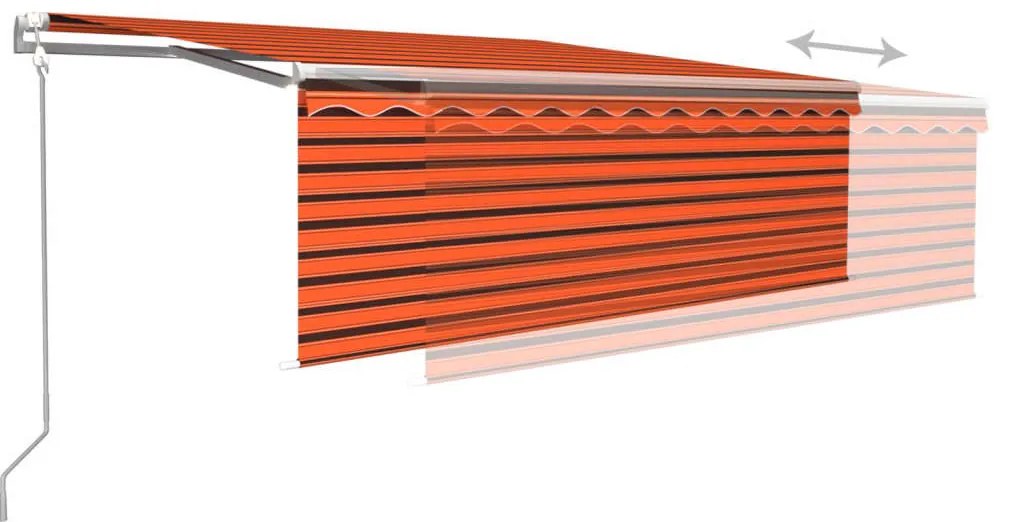 vidaXL Τέντα Αυτόματη με Σκίαστρο/LED/Αισθ. Ανέμου Πορτοκ./Καφέ 4x3 μ