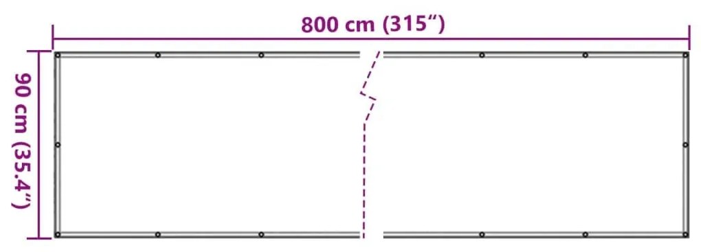 Περίφραξη Μπαλκονιού Σχέδιο Ledge Stone Γκρι 800x90 εκ. PVC - Γκρι