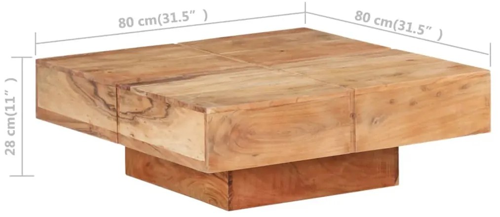 vidaXL Τραπεζάκι Σαλονιού 80 x 80 x 28 εκ. από Μασίφ Ξύλο Ακακίας
