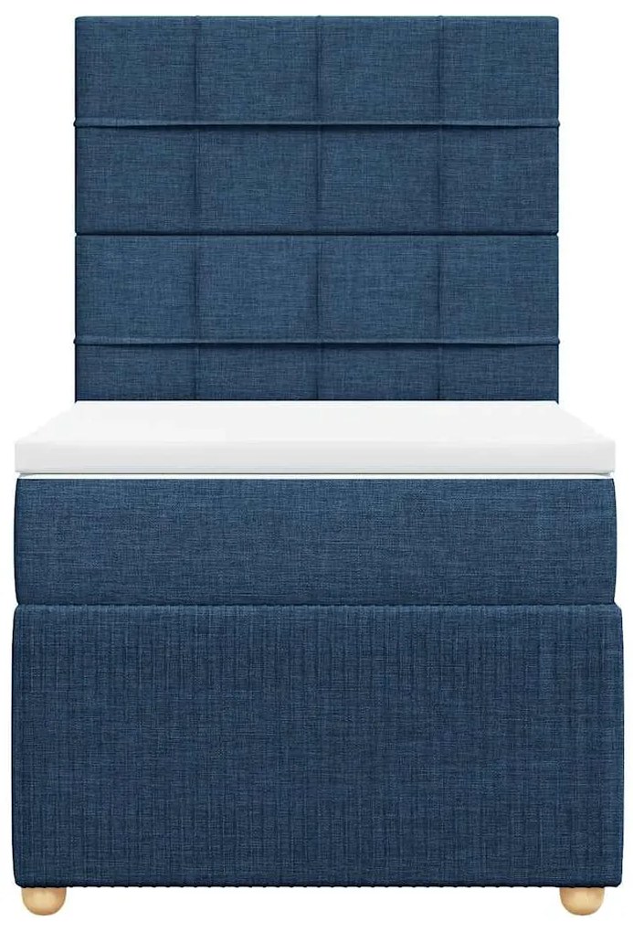 vidaXL Κρεβάτι Boxspring με Στρώμα Μπλε 90x190 εκ.Υφασμάτινο