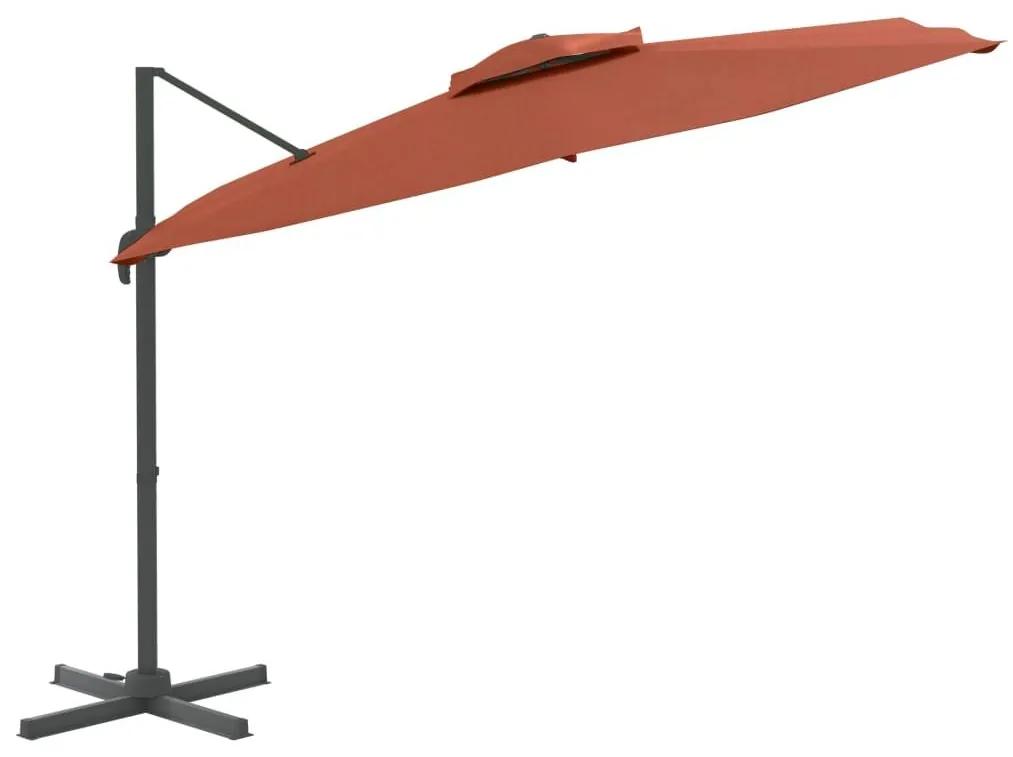 Κρεμαστή Ομπρέλα με Διπλή Κορυφή Τερακότα 300 x 300 εκ. - Πορτοκαλί