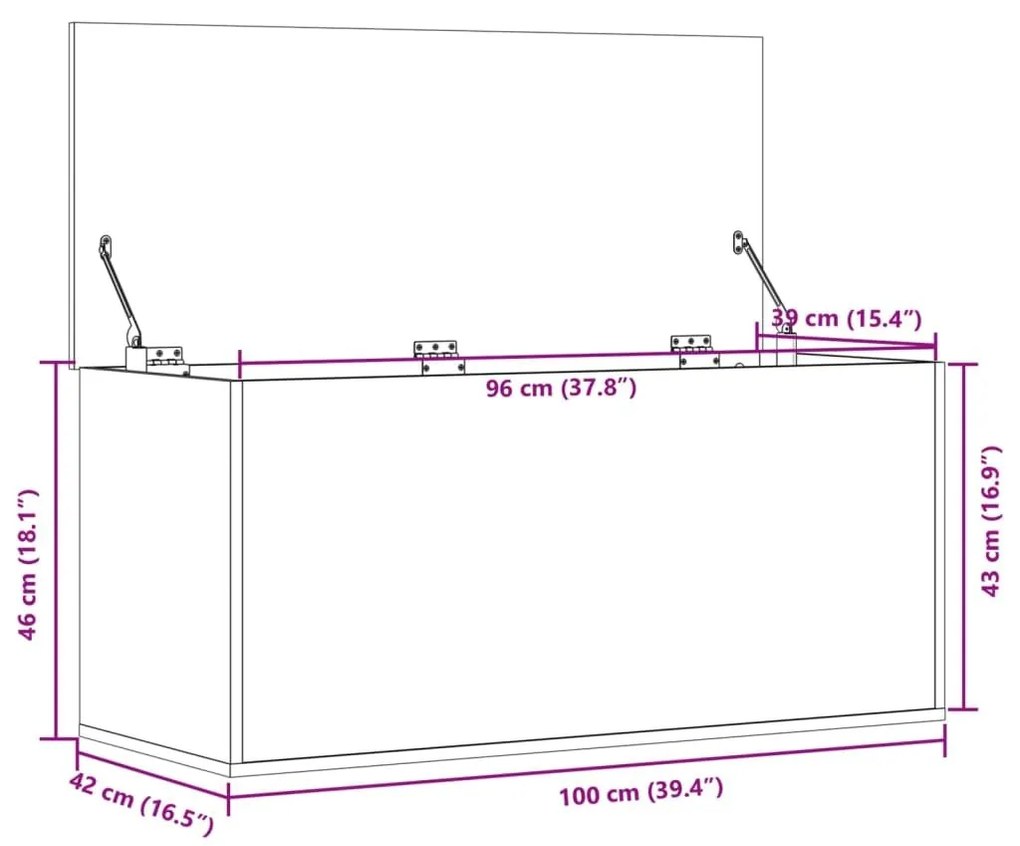 Κουτί Αποθήκευσης Sonoma Δρυς 100x42x46 εκ. Επεξεργασμένο Ξύλο - Καφέ