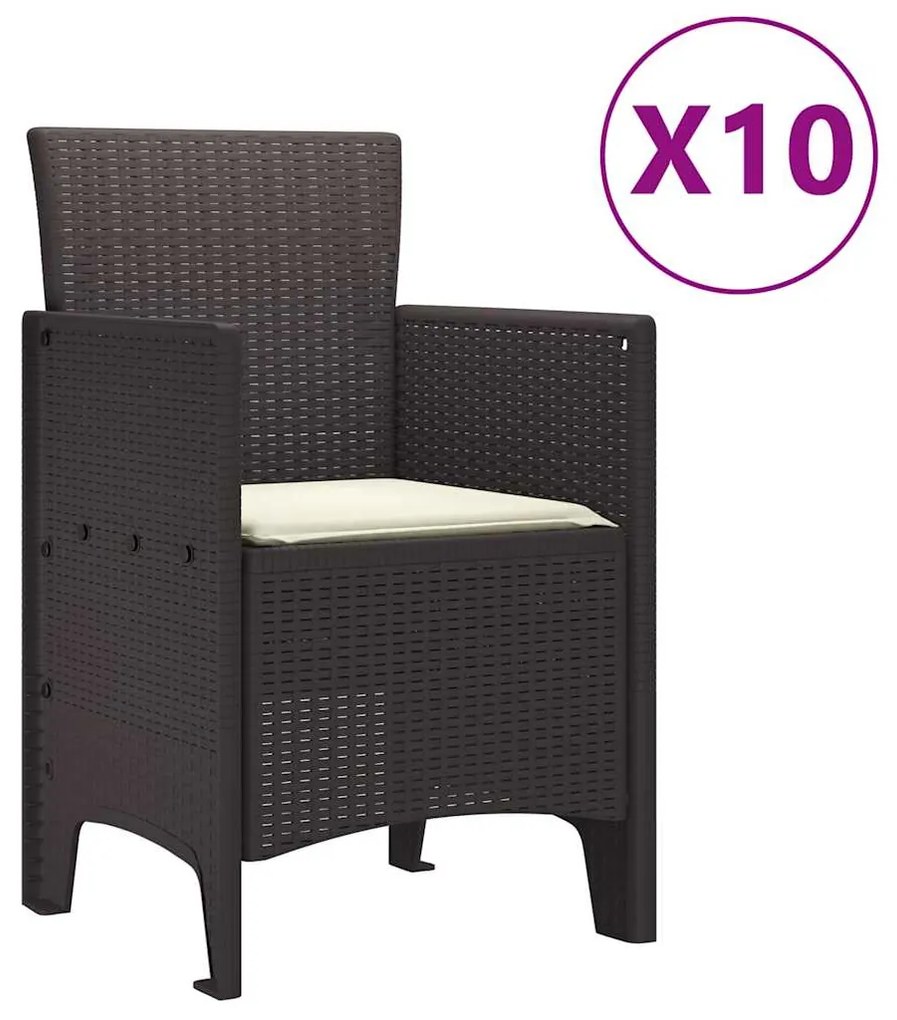 vidaXL Σέτ φαγητού για κήπο 11 pcs Καφέ Rattan Polt