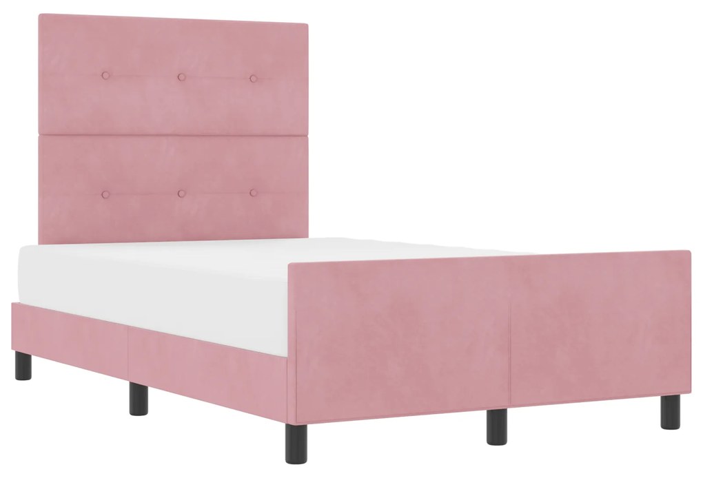 vidaXL Κρεβάτι Ροζ 120x190 cm Βελούδο