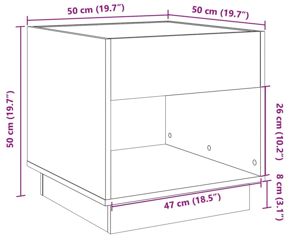 Κομοδίνο Άπειρο Φως LED Μαύρο 50x50x50 εκ. - Μαύρο