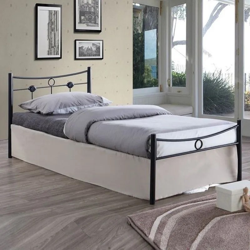 Κρεβάτι Dugan Ε8068 Για Στρώμα 90x200cm 96x205x83cm Black Μονό Metal