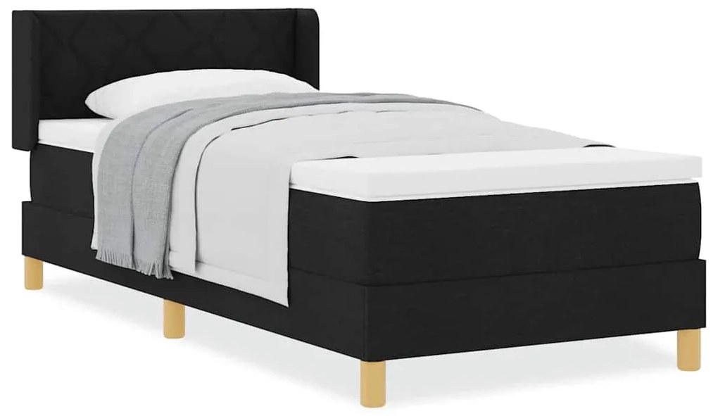 vidaXL Κρεβάτι με Ελατήρια με στρώμα Μαύρο 90 x 190 cm ύφασμα