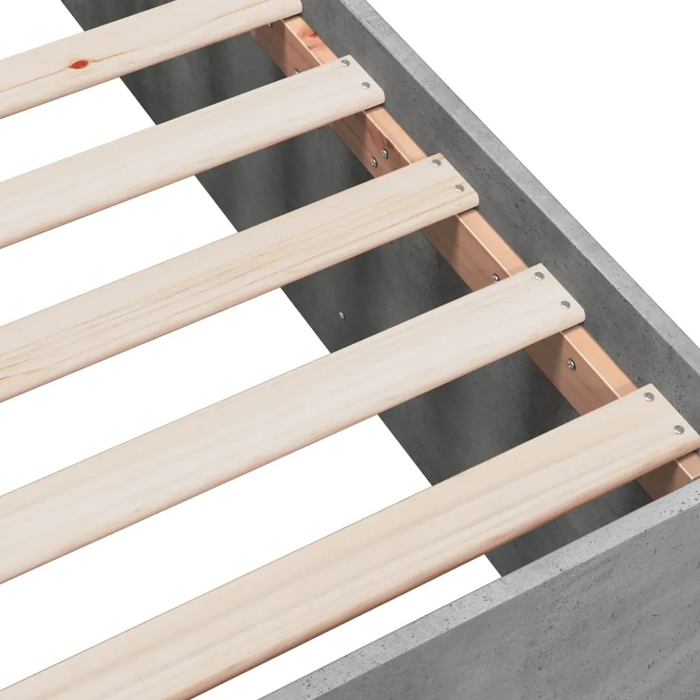 vidaXL Πλαίσιο Κρεβατιού Γκρι Σκυροδέματος 150x200 εκ. Επεξεργ. Ξύλο