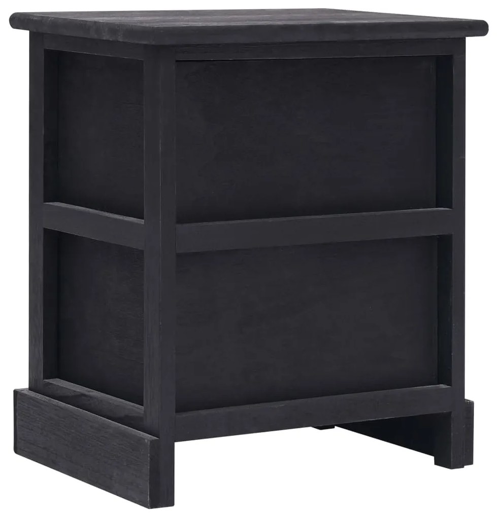 vidaXL Κομοδίνα 2 τεμ. Μαύρα 38 x 28 x 45 εκ. από Ξύλο Παυλώνιας