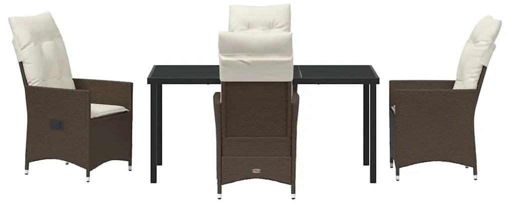 vidaXL Σέτ φαγητού για κήπο με μαξιλάρι 5 pcs Καφέ συνθετικό ρατάν