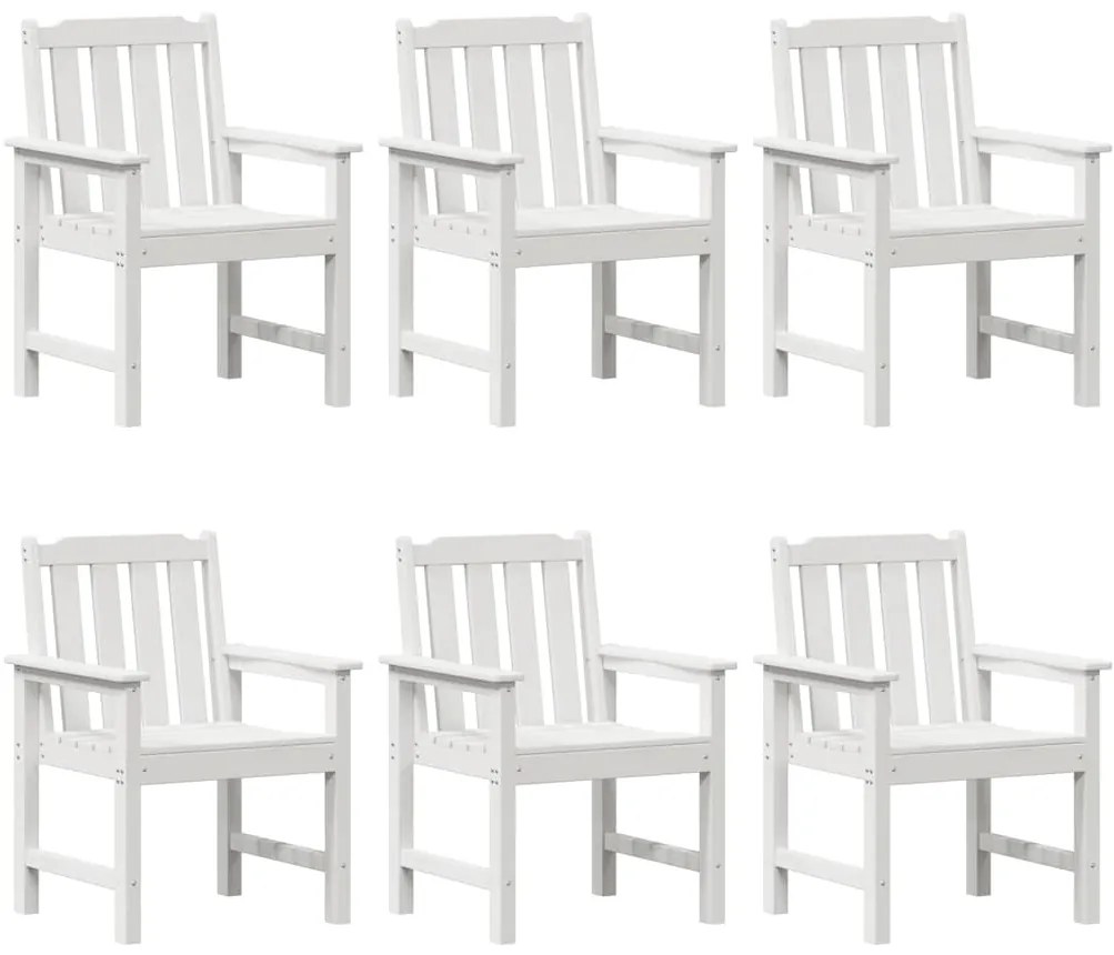 vidaXL Καθίσματα Κήπου 6 τμχ Λευκά 65.5x55.5x88 εκ HDPE