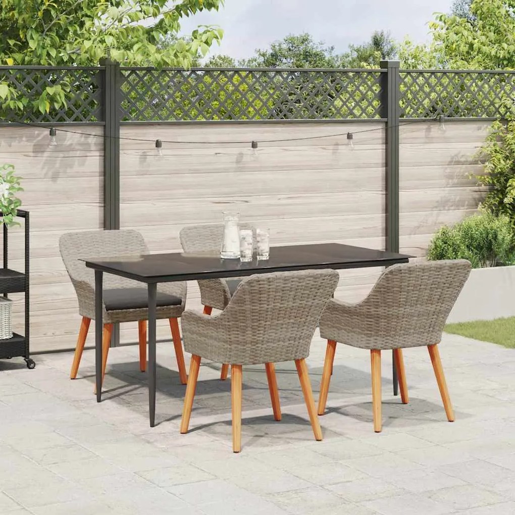 vidaXL Σετ τραπεζαρίας 5 pcs Ανοιχτό γκρι Πολυ ράταν