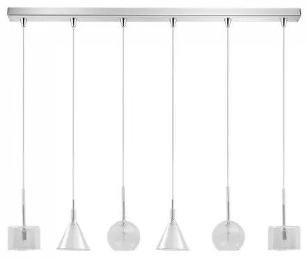 Κρεμαστό Φωτιστικό Ράγα 6xG9 Γυαλί Luma Lighting 114-01047-13BR-clear Διάφανο