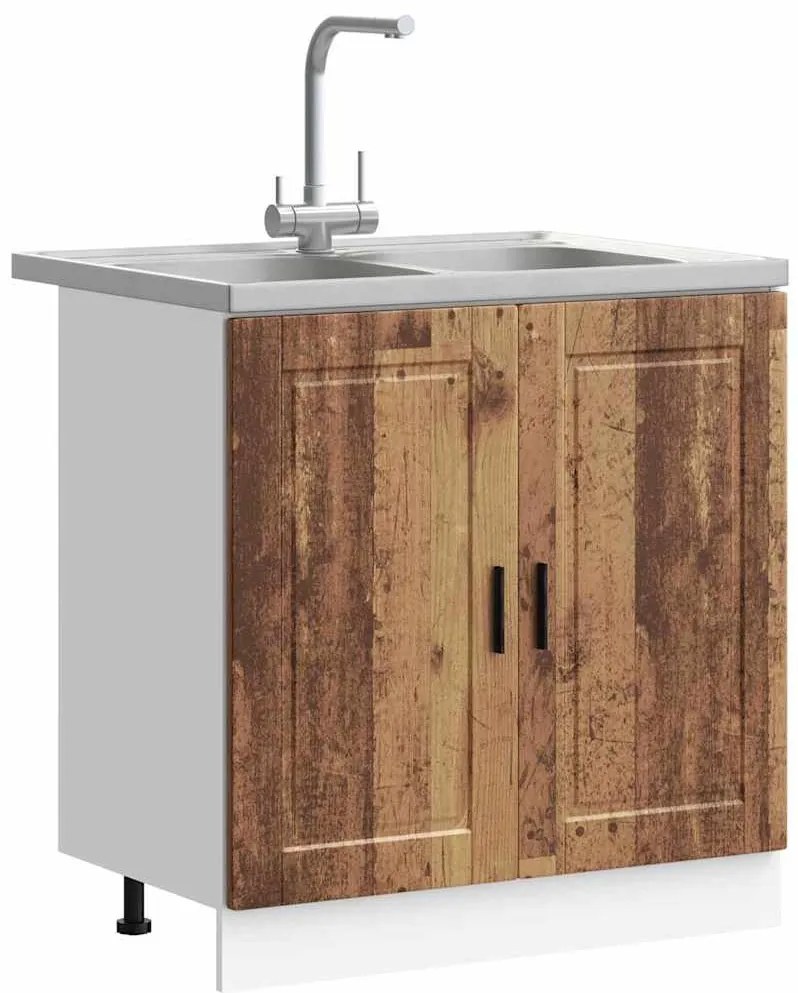 vidaXL Βάση νιπτήρα 2 pcs Καφέ 80 x 46 x 84.5 εκ. Επεξεργασμένο ξύλο
