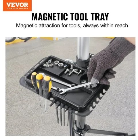 VEVOR Bike Repair Stand, 66 lbs Heavy-duty Aluminum Bicycle Repair Stand, Adjustable Height Bike Maintenance Workstand with Magnetic Tool Tray Telescopic Arm, Foldable Bike Work Stand for Home, Shops