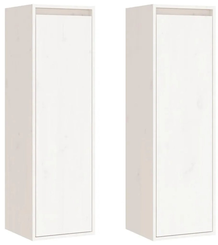 Ντουλάπια Τοίχου 2 τεμ. Λευκά 30x30x100 εκ. Μασίφ Ξύλο Πεύκου - Λευκό