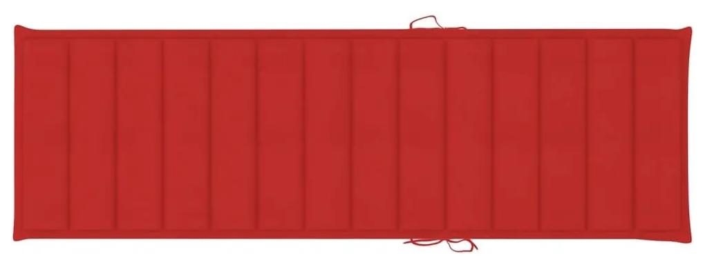 Ξαπλώστρα Διπλή από Εμποτισμένο Ξύλο Πεύκου &amp; Κόκκινα Μαξιλάρια - Κόκκινο