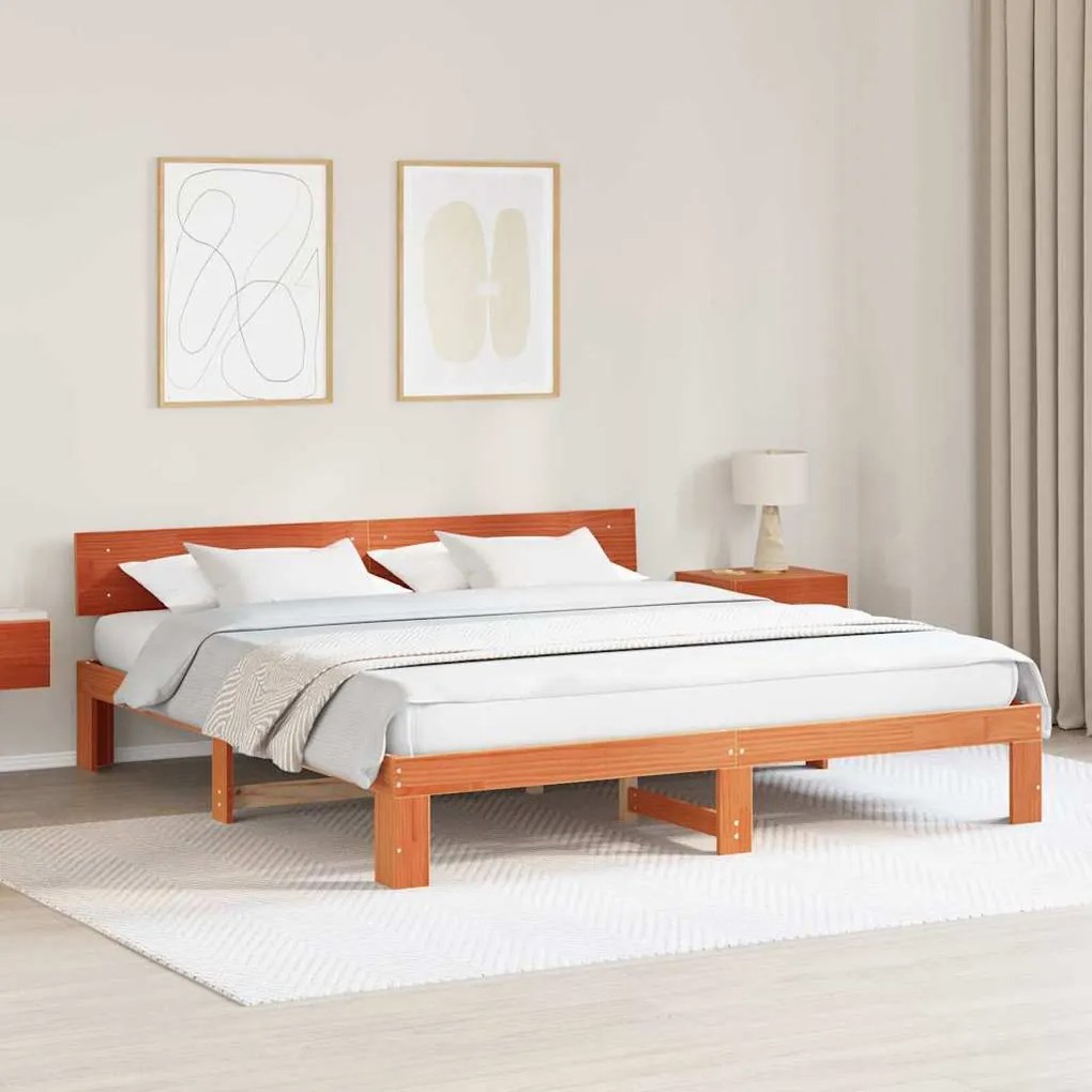 vidaXL Σκελετός Κρεβατιού Καφέ 180 x 200 cm Μασίφ ξύλο πεύκου