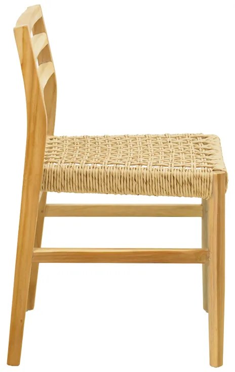 Καρέκλα Tuga pakoworld σκελετός teak ξύλο-pe σχοινί σε φυσική απόχρωση 50x58x86εκ