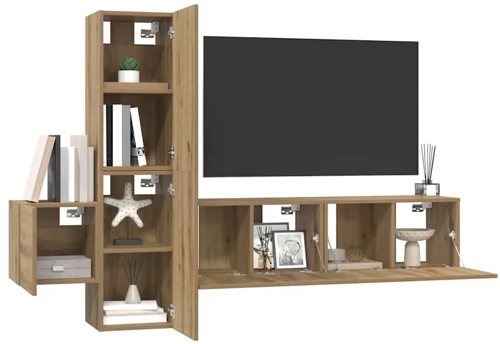 vidaXL Σετ επίπλου τηλεόρασης 5 pcs artisan δρυς 181 x 30 x 120 εκ
