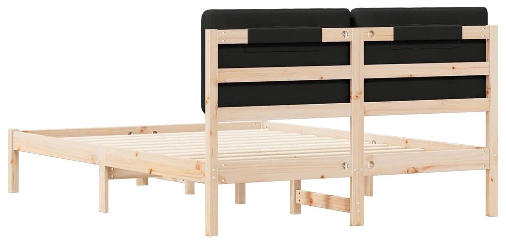 vidaXL Σκελετός Κρεβατιού με Επενδεδυμένο Κεφαλάρι Μαύρο 150 x 200 cm