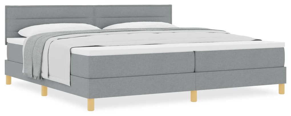 vidaXL Box Spring Bed με Στρώμα Ανοιχτό Γκρι 200x200 cm Ύφασμα