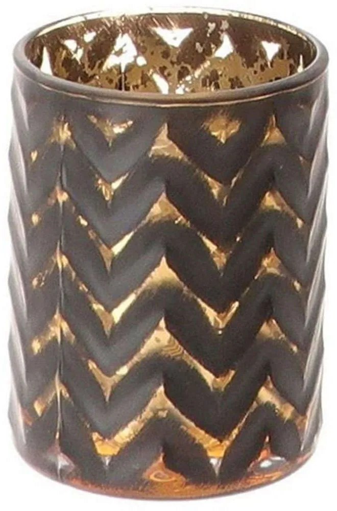 Κηροπήγιο Wave 012.862224364 10x12,5cm Black-Gold Γυαλί