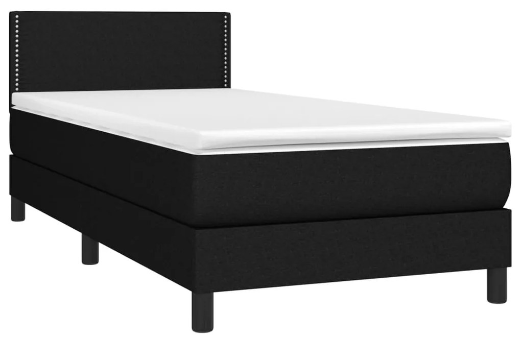 vidaXL Κρεβάτι Boxspring με Στρώμα Μαύρο 100 x 200 εκ. Υφασμάτινο