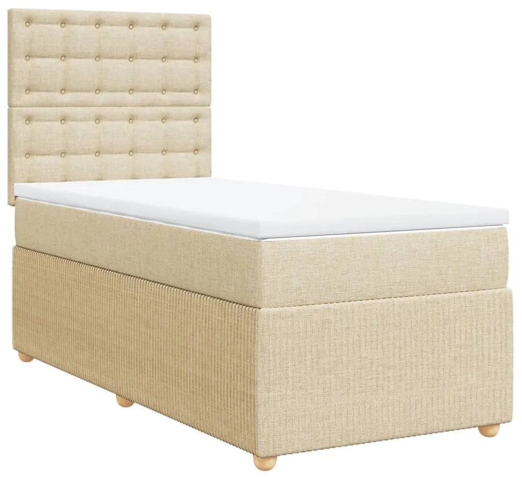 vidaXL Κρεβάτι Boxspring με Στρώμα Κρεμ 80 x 200 εκ. Υφασμάτινο