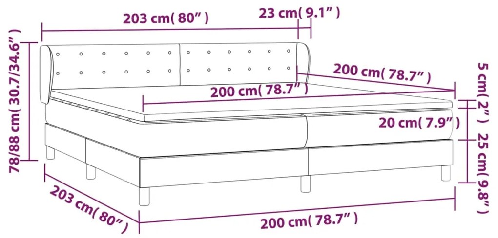 vidaXL Κρεβάτι Boxspring με Στρώμα Ροζ 200x200 εκ. Βελούδινο