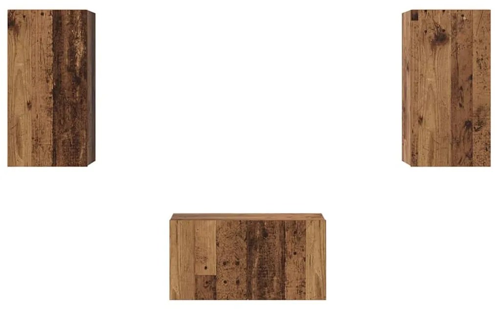 vidaXL Σετ επίπλου τηλεόρασης 3 pcs Παλαιό ξύλο 60 x 30 x 30 cm