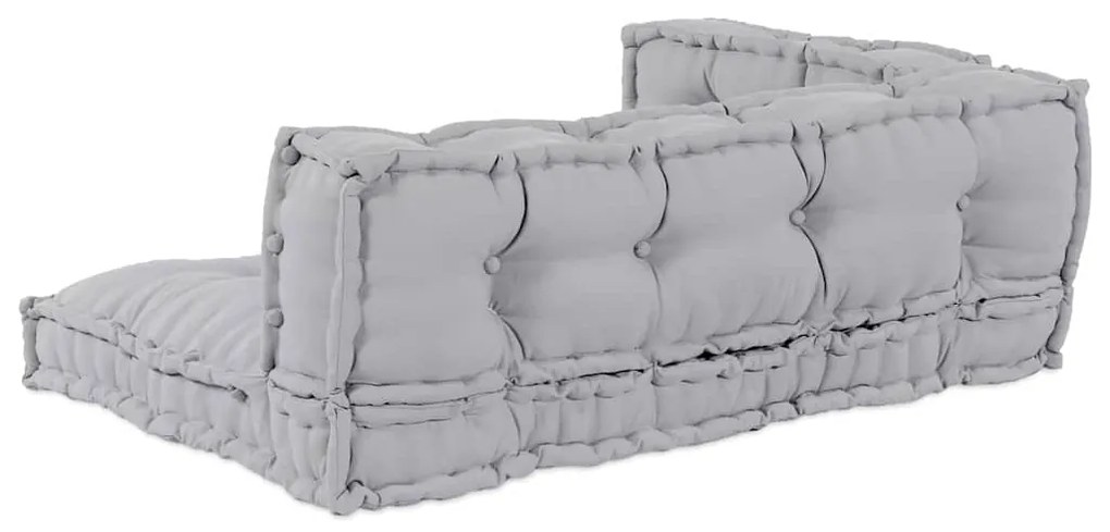 vidaXL Μαξιλάρι για καναπέ παλέτας 3 pcs Γκρι ύφασμα