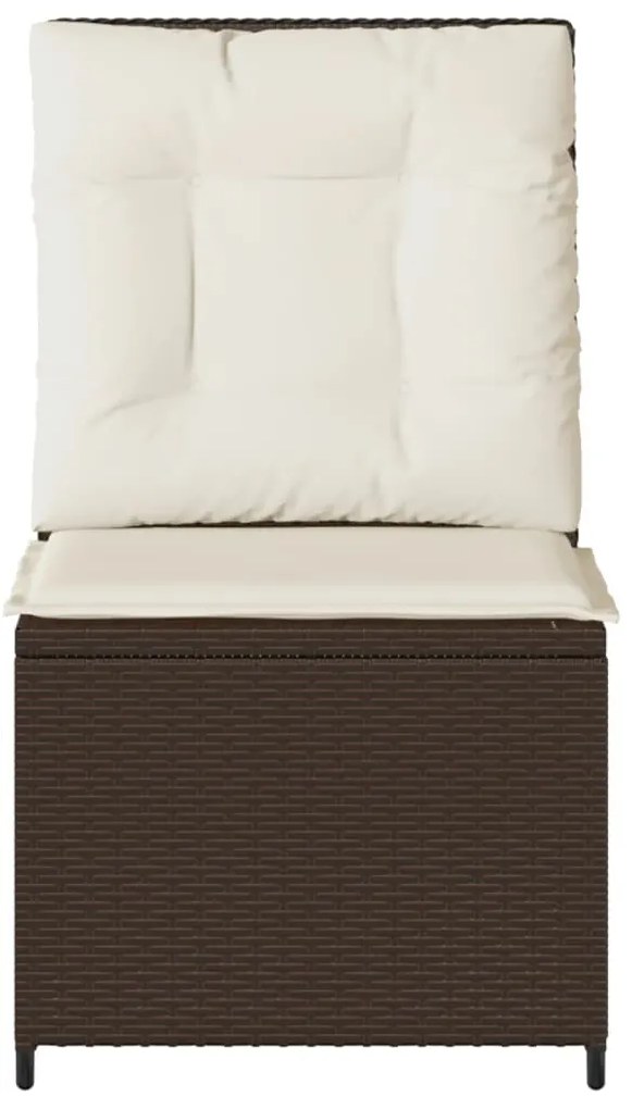 vidaXL Καναπές Κήπου Ανακλινόμενος Καφέ Συνθ. Ρατάν με Μαξιλάρια