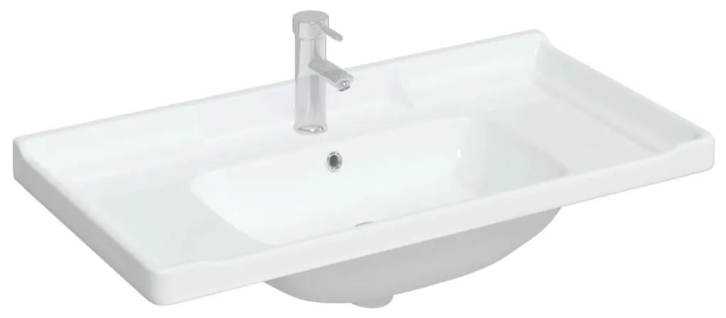 vidaXL Νιπτήρας Μπάνιου Ορθογώνιος Λευκός 91,5x48x23 εκ. Κεραμικός