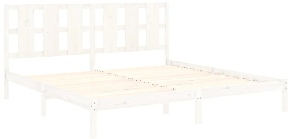 Πλαίσιο Κρεβατιού Λευκό 180 x 200 εκ. Μασίφ Ξύλο Super King 3105616