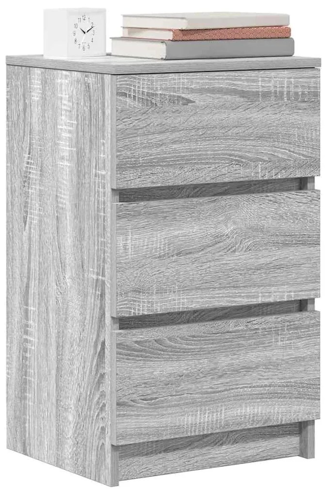 Κομοδίνα με 3 συρτάρια 2 τεμάχια Γκρι Sonoma 39x35x65 εκ. - Γκρι