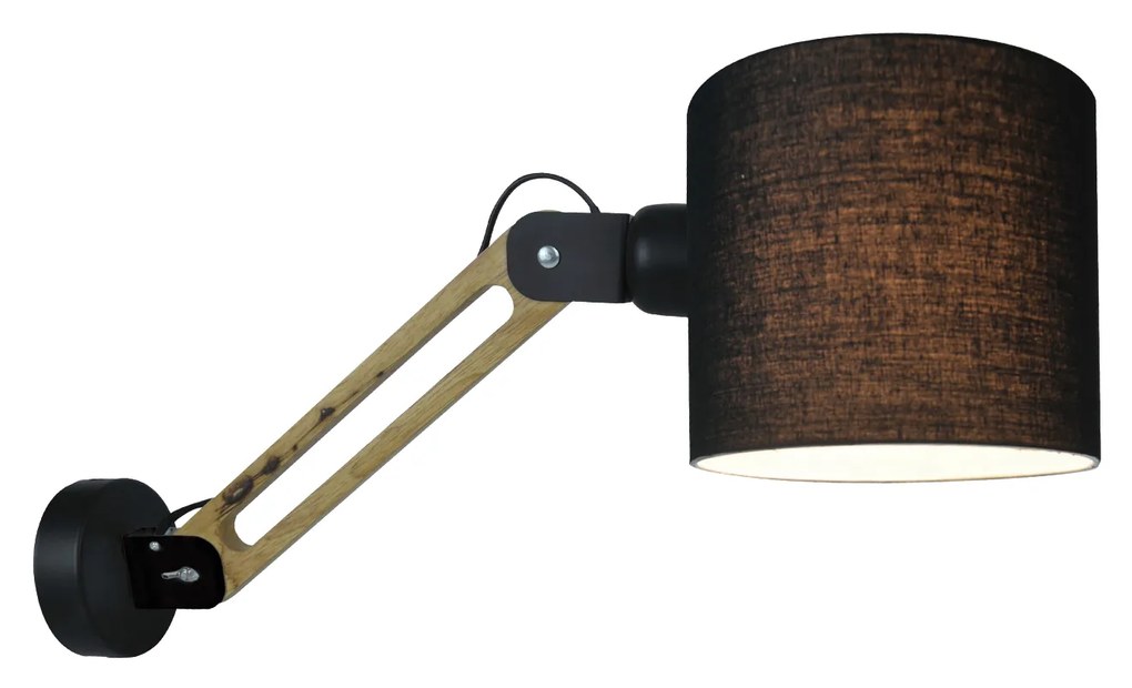 WL17013 ANGONA WALL LAMP BLACK & WOOD COLOR 1E3