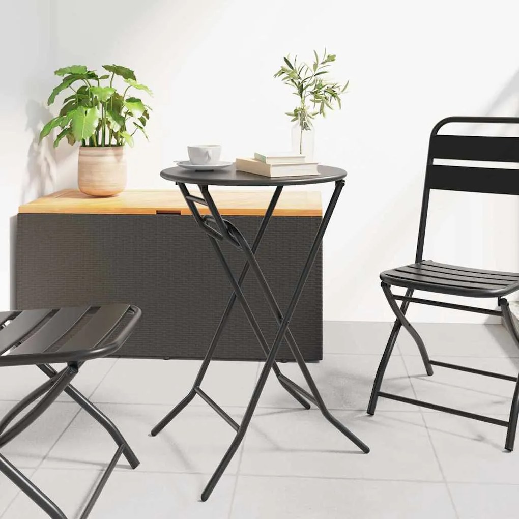 vidaXL Τραπέζι Κήπου Ανθρακί  Αναδιπλούμενο Ø50 x 72 cm ΣSteel