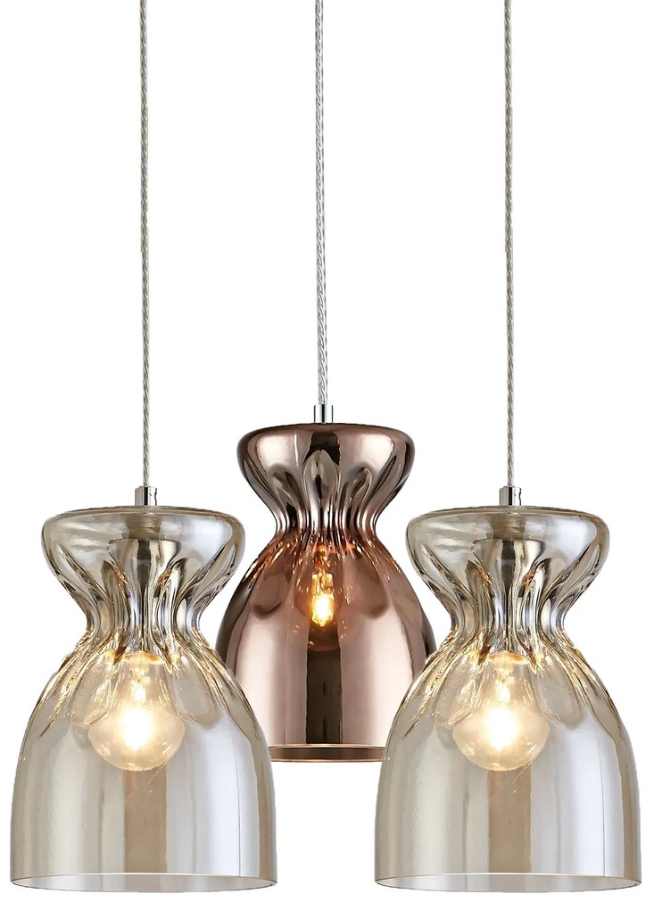 Φωτιστικό Οροφής  SE4314-03 DOMENICO PENDANT CONGAC-COPPER GLASS+ - 77-3718 - 51W - 100W - 77-3718