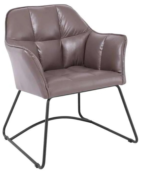 POLLY Πολυθρόνα Μέταλλο Βαφή Μαύρο, Ύφασμα Suede Cappuccino 64x65x80cm