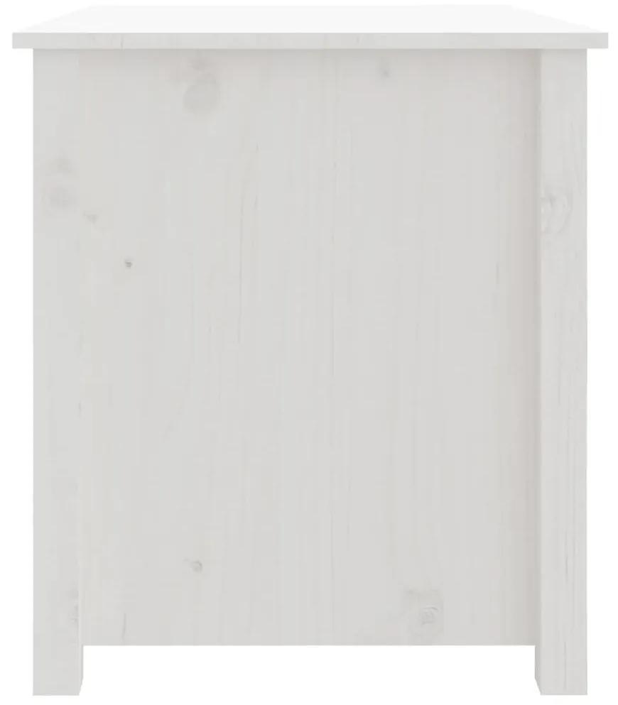 Τραπεζάκι Σαλονιού Λευκό 71x49x55 εκ. από Μασίφ Ξύλο Πεύκου - Λευκό