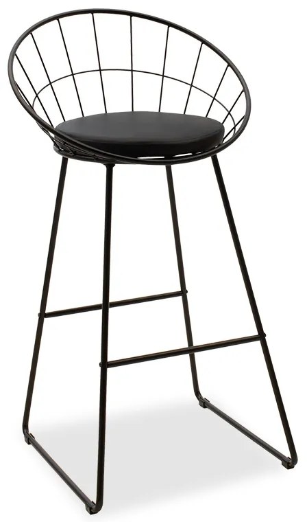 Σκαμπό μπαρ Seth pakoworld μέταλλο μαύρο-μαξιλάρι PVC μαύρο