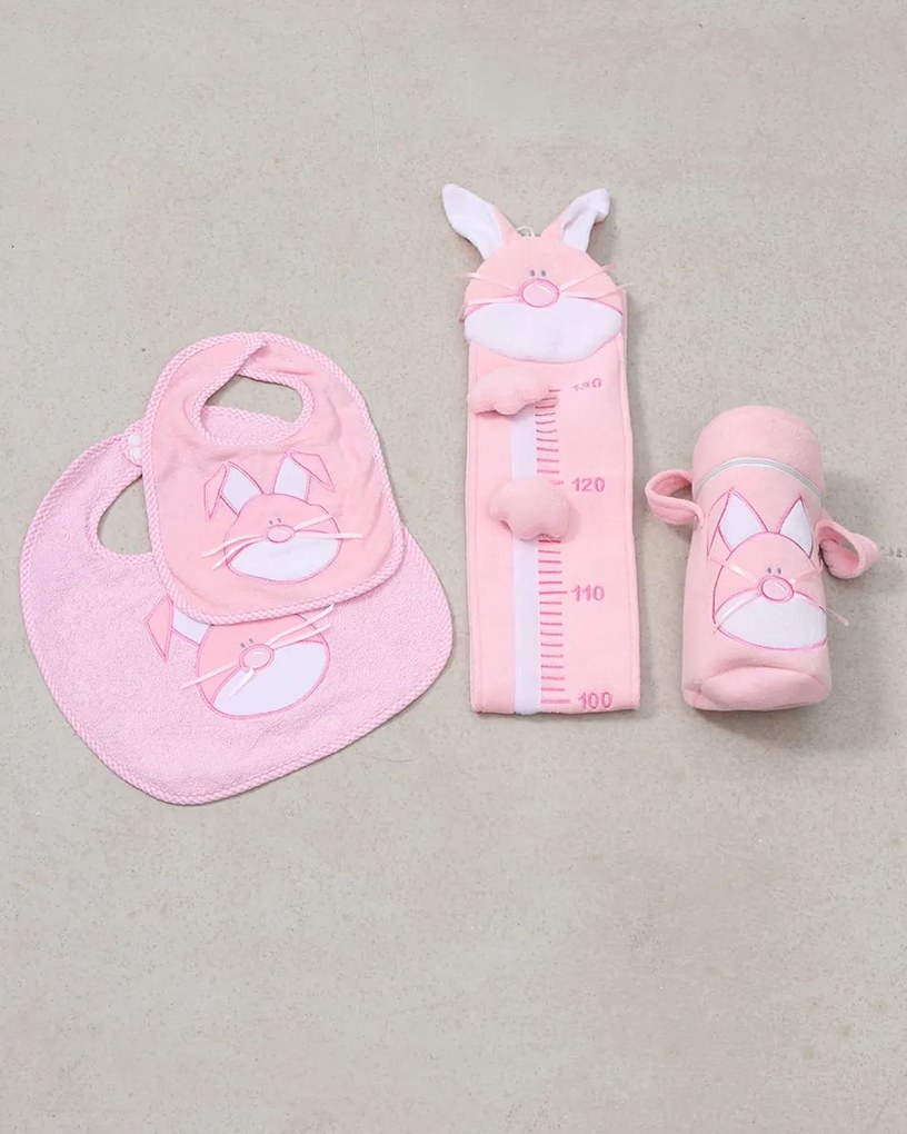 Σετ πετσετέ Rabbit με κέντημα λαγουδάκι Σετ Ροζ